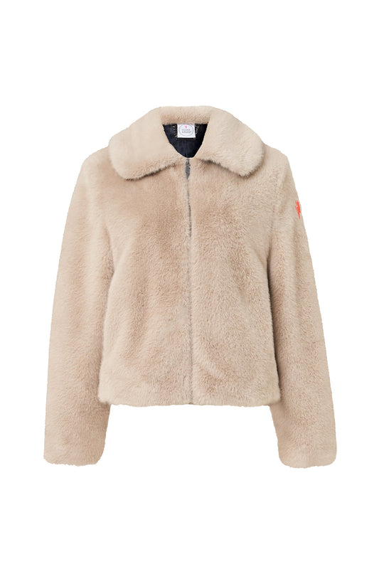 Kremowa Kurtka z Sztucznego Futra