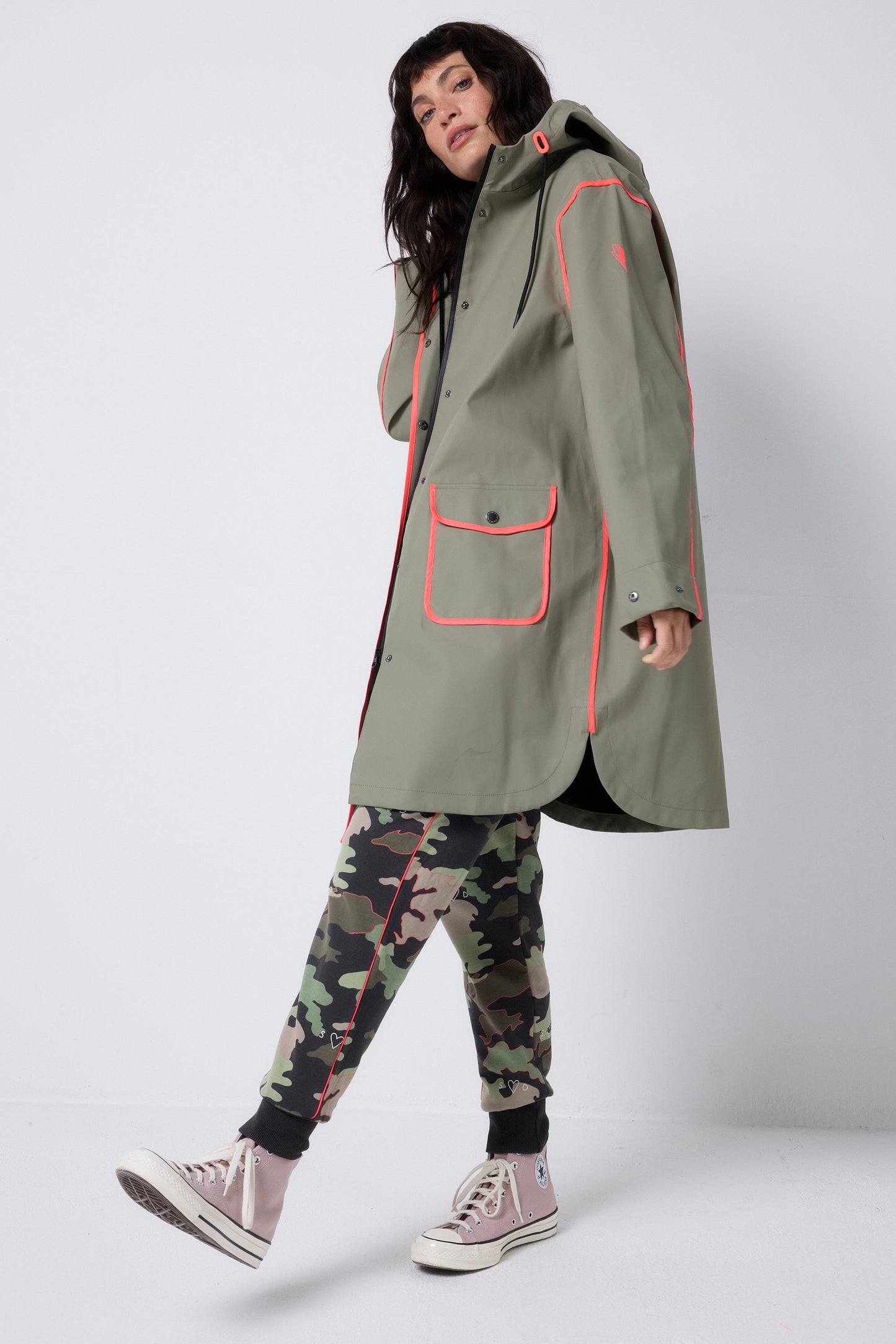 Khaki Płaszcz Przeciwdeszczowy