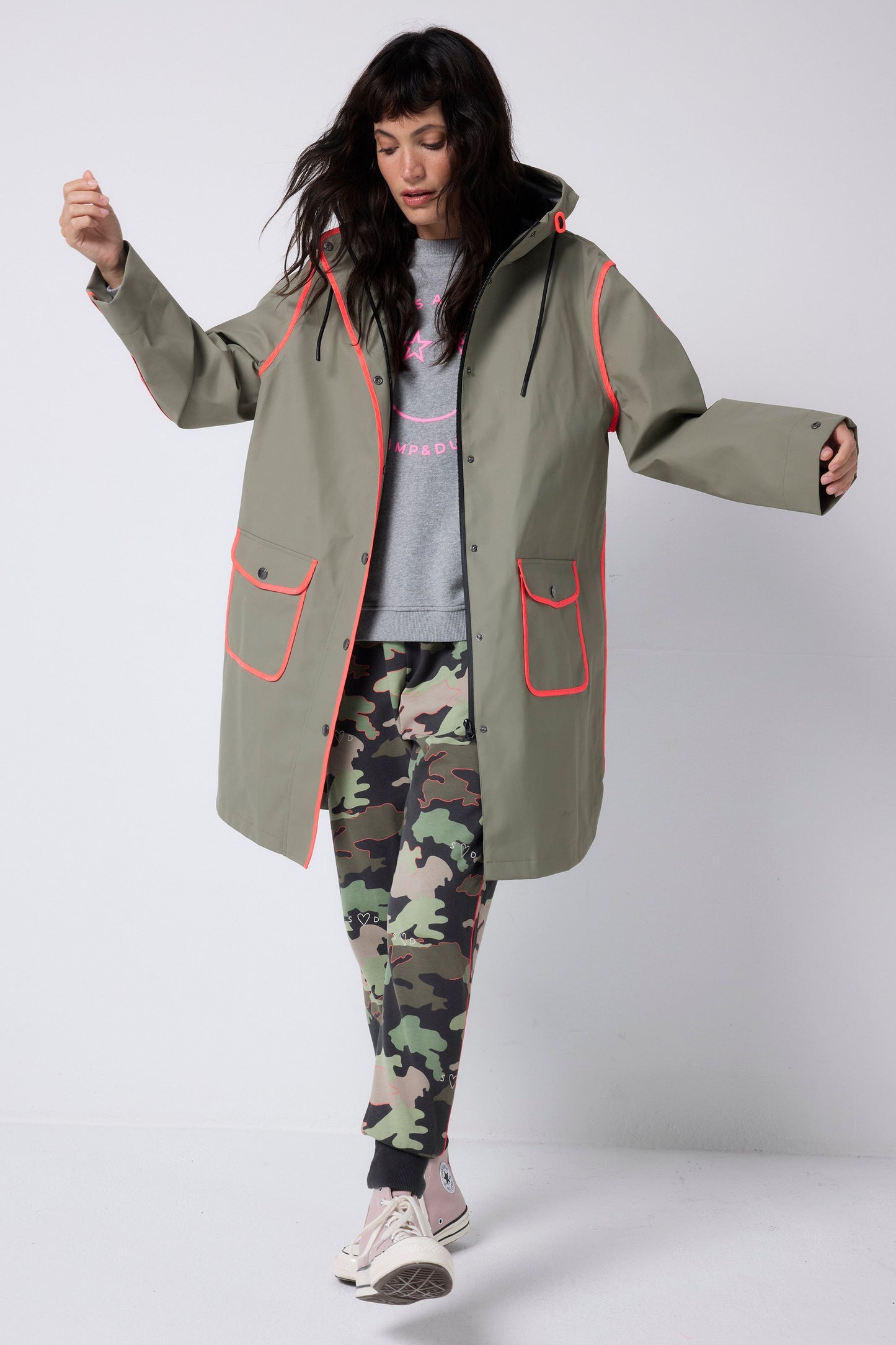 Khaki Płaszcz Przeciwdeszczowy